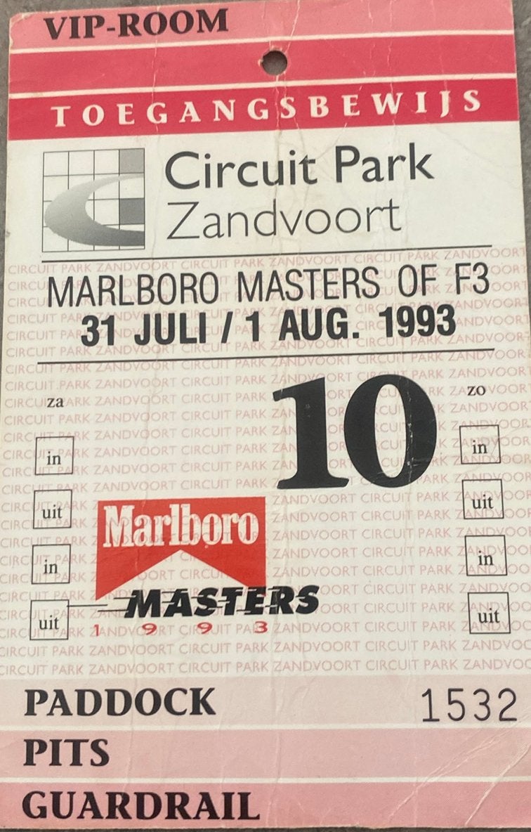 Circuit Zandvoort 31 juli/1aug. 1983 VIP, Ophalen of Verzenden, Zo goed als nieuw, Auto's