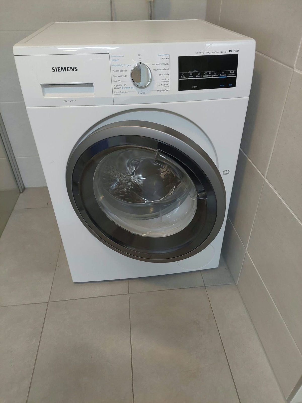 Siemens iQ500 Wasmachine - Voorlader, 8 kg, 1400 toeren, Ophalen, Zo goed als nieuw, Voorlader, 85 tot 90 cm