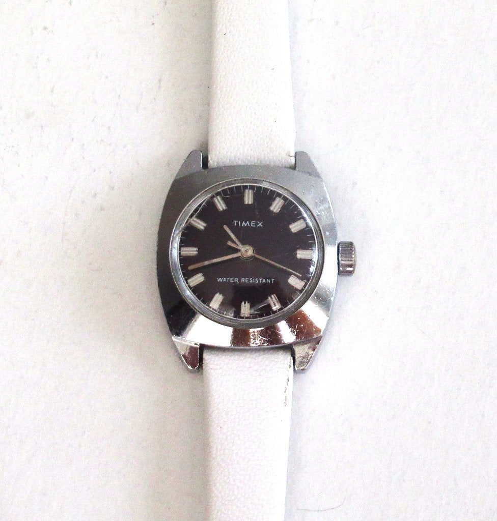 Vintage TIMEX mechanisch dames horloge met leren armband., Ophalen of Verzenden, Gebruikt