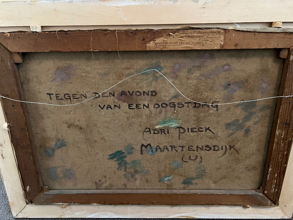Adri Pieck (1894-1982), "Tegen den avond van een oogstdag", Antiek en Kunst, Impressionistisch, Ophalen of Verzenden, Landschap