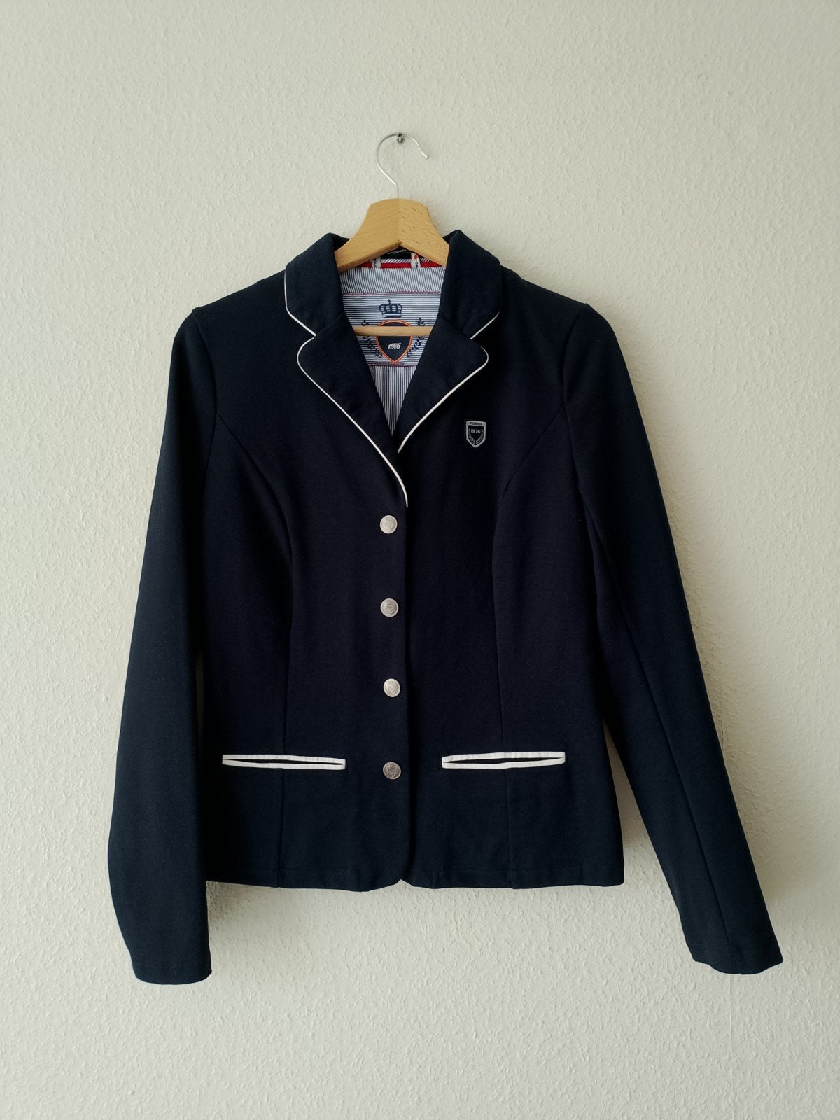 Fouganza Wedstrijdjasje Blauw Maat 164/34, Kinderen, Dressuur, Ophalen of Verzenden, Zo goed als nieuw