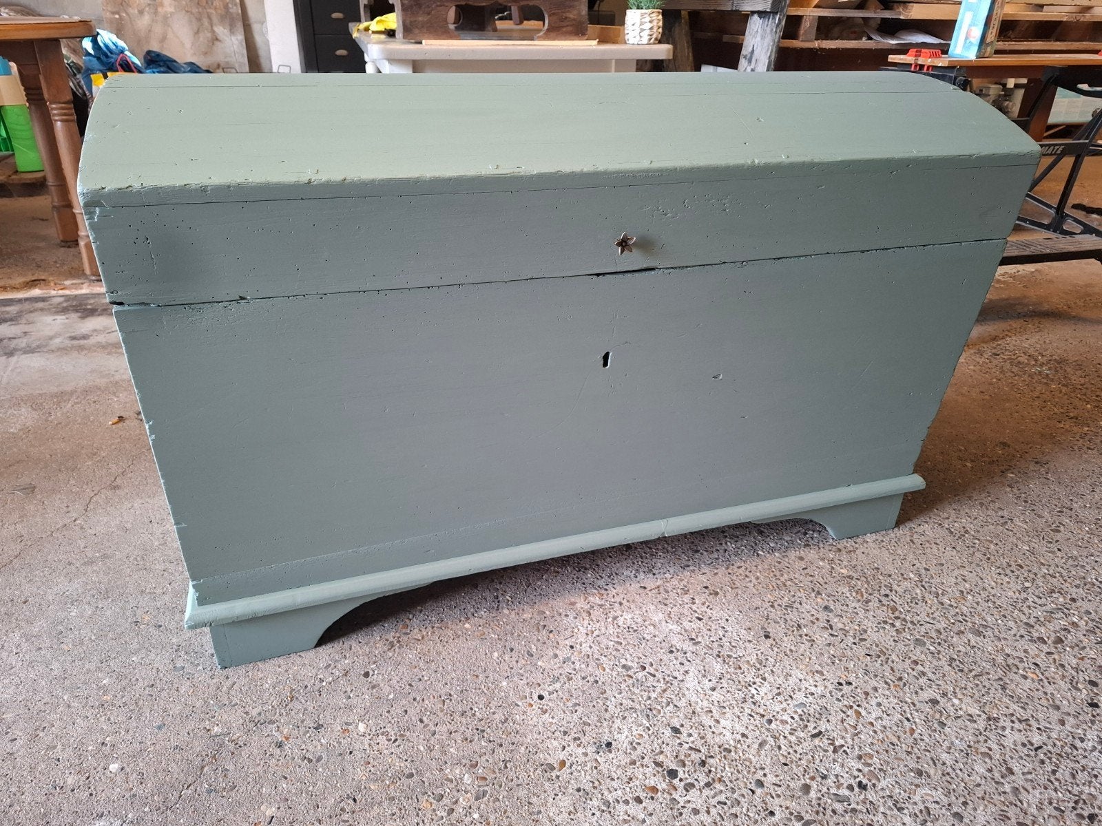 Antieke grote houten dekenkist., Ophalen