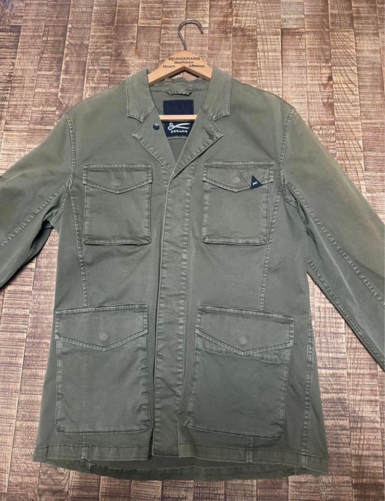 Olijfgroen Denham field jacket, Ophalen of Verzenden, Zo goed als nieuw, Maat 48/50 (M), Groen