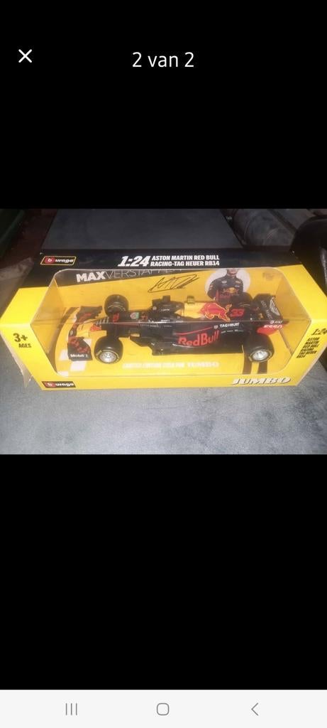 2x Raceauto Max Verstappen Red Bull (Bburago) in doos, Auto, 1:32 tot 1:50, Nieuw, Ophalen