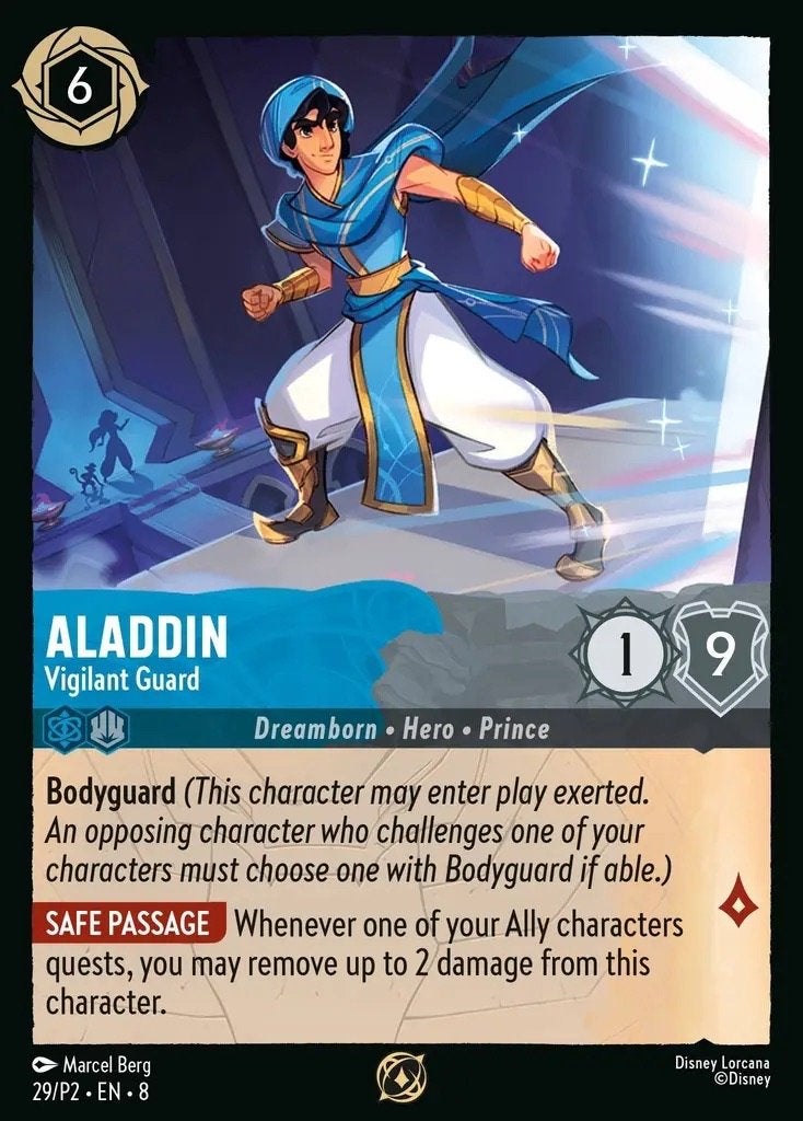 Disney Lorcana - Reign of Jafar - 29/P2 - Aladdin - Vigilant, Ophalen of Verzenden, Nieuw, Losse kaart, Foil