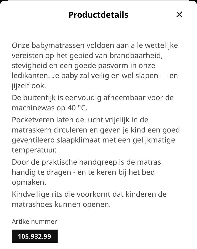 Foto 5 van Matras voor ledikant Drommande Ikea