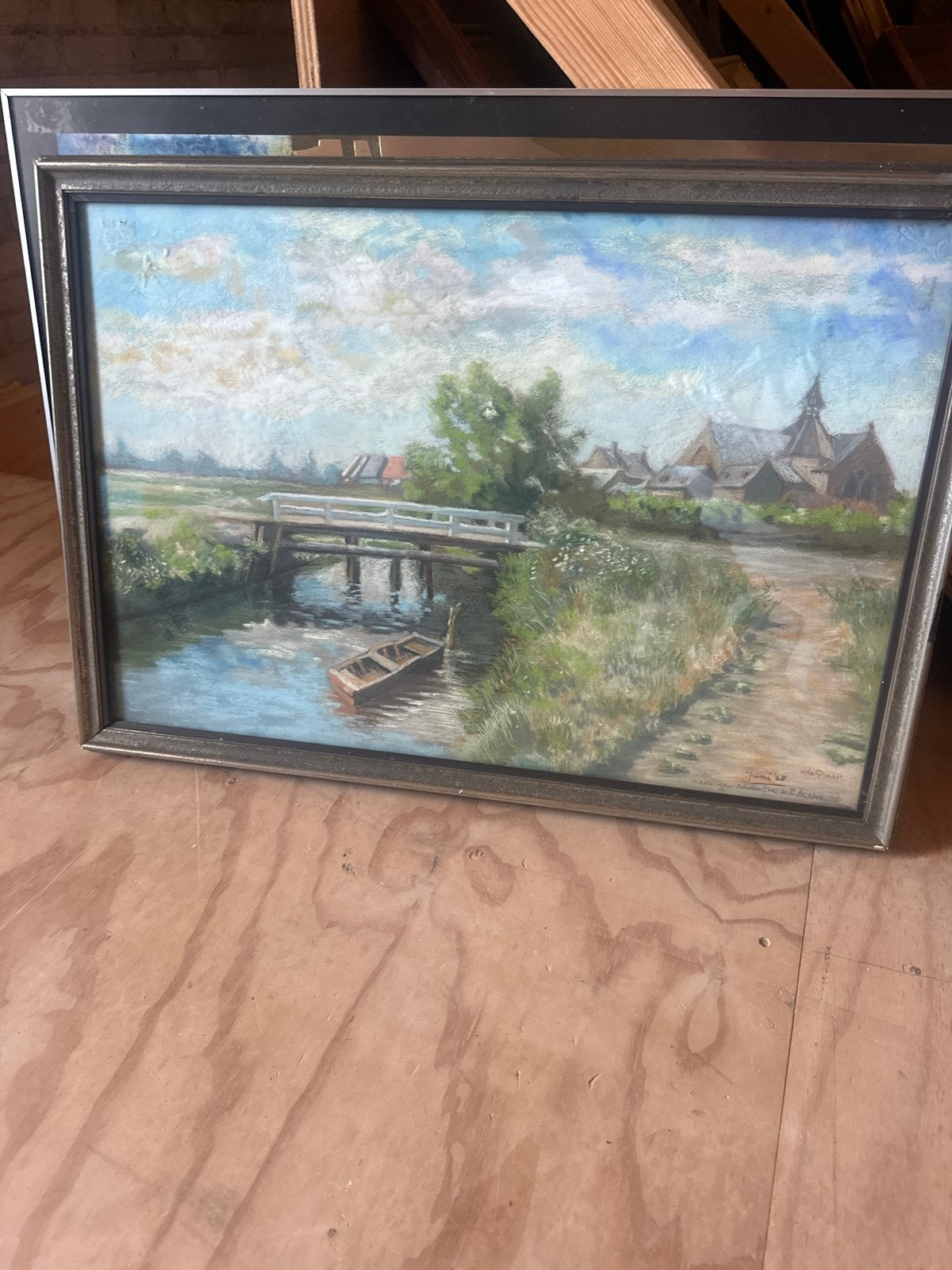 Schilderij 'Juni '38' van W.P. Mulder - Hollands Landschap, Ophalen of Verzenden