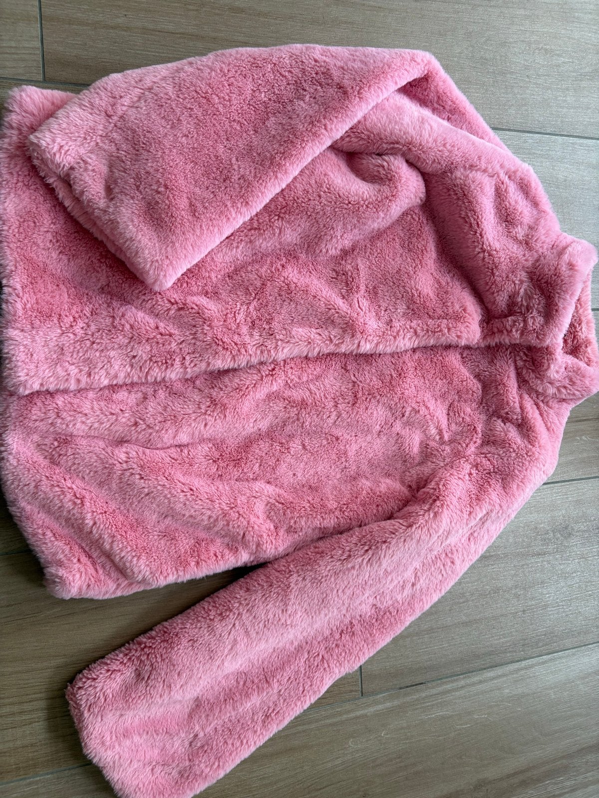 Roze fluffy jas maat 158/164 (12-14 jaar), Ophalen of Verzenden, Zo goed als nieuw, Meisje, Jas