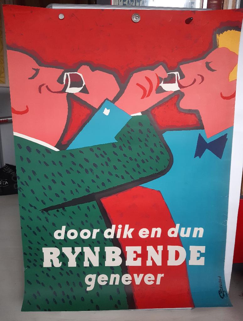 Originele poster Rynbende Jenever Dik en Dun, Verzamelen, Verzenden, A1 t/m A3, Reclame, Rechthoekig Staand