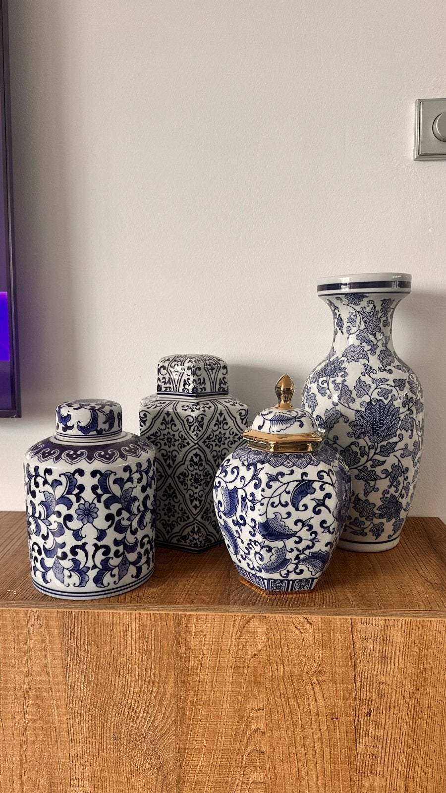 Set van 4 Delfts blauwe vazen en potten, Ophalen