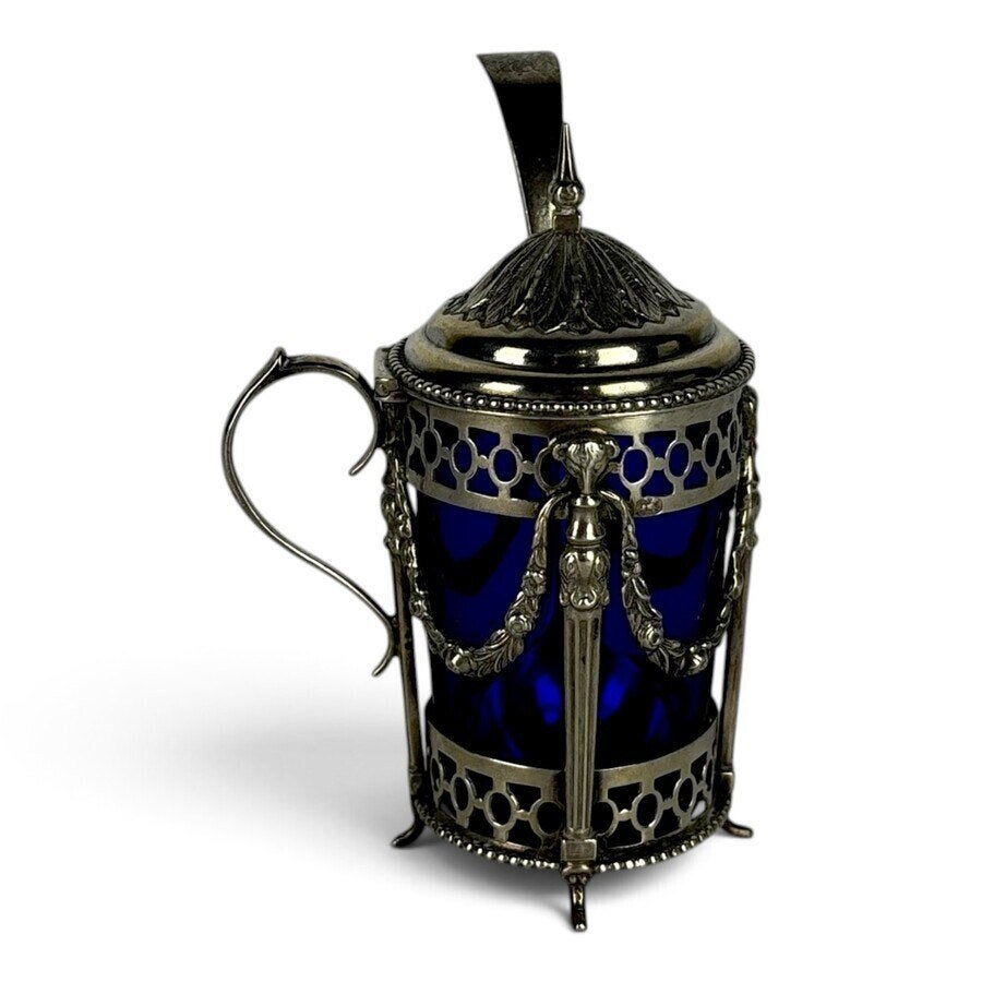 Een zilveren tafelset, mosterd, peper en zout, Ophalen of Verzenden