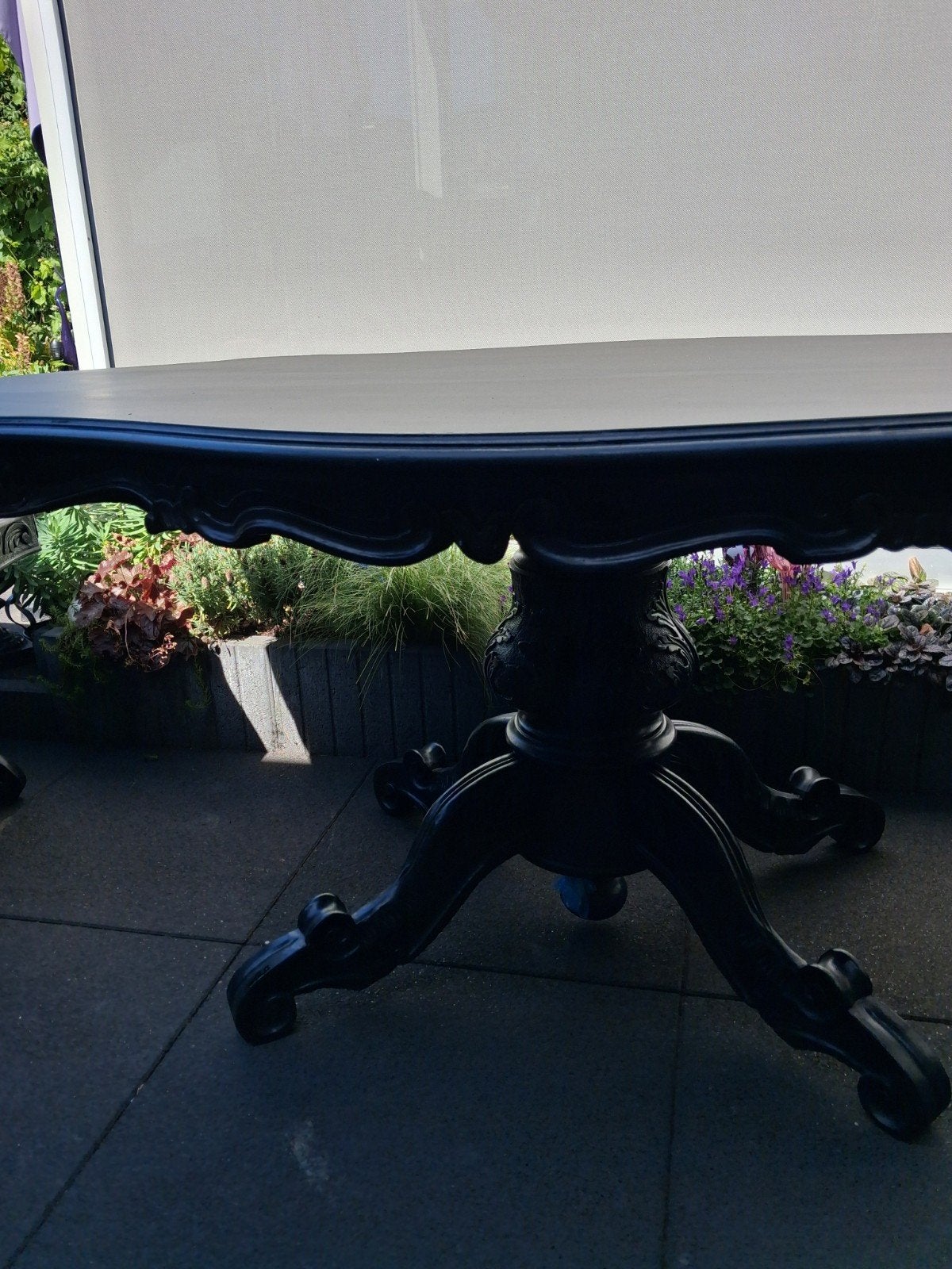 mooie zwarte barok eettafel, Rond, Ophalen of Verzenden, Zo goed als nieuw, 100 tot 150 cm