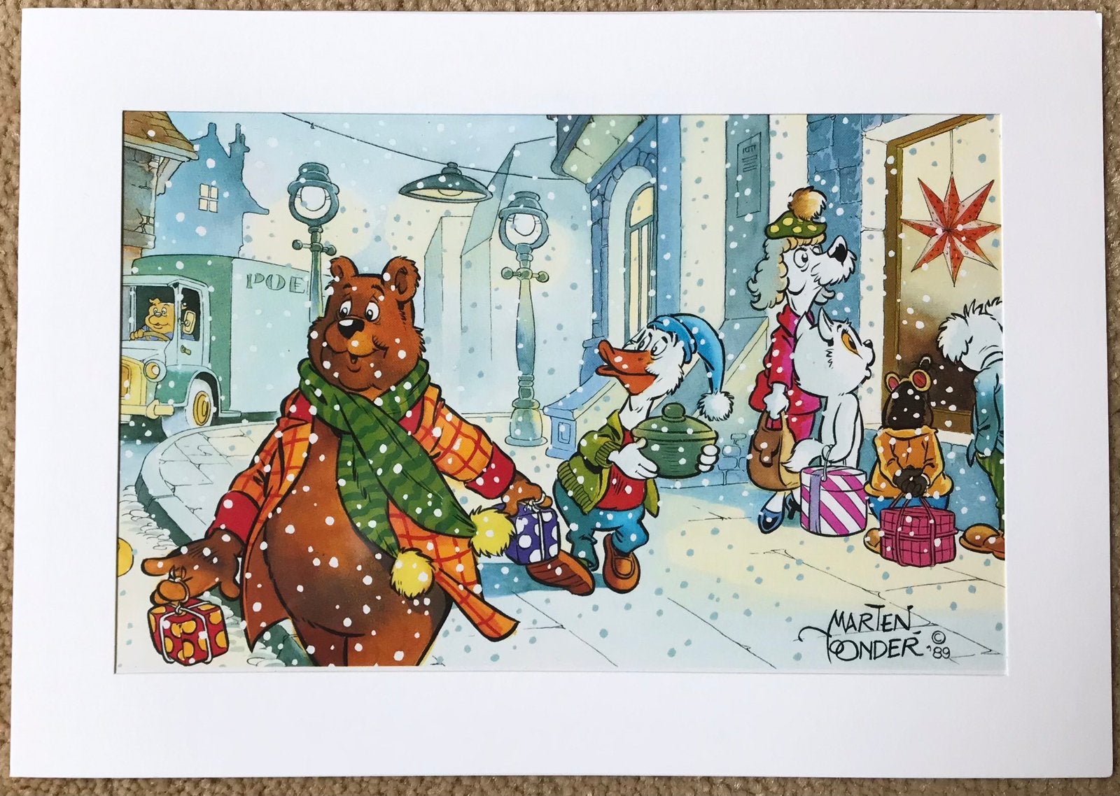 Kerstkaart Bommel en Tom Poes Marten Toonder, Verzamelen, Ophalen of Verzenden, Olivier B, Bommel en Tom Poes, Nieuw