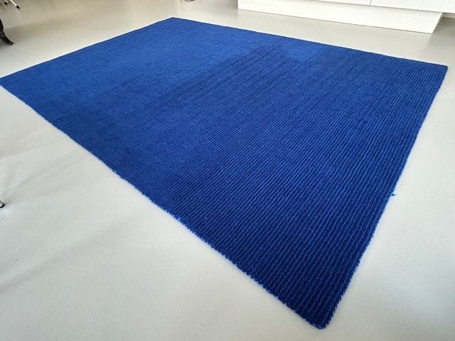 Wollen vloerkleed kleur blauw, Ophalen, 100 tot 150 cm, Blauw, Zo goed als nieuw