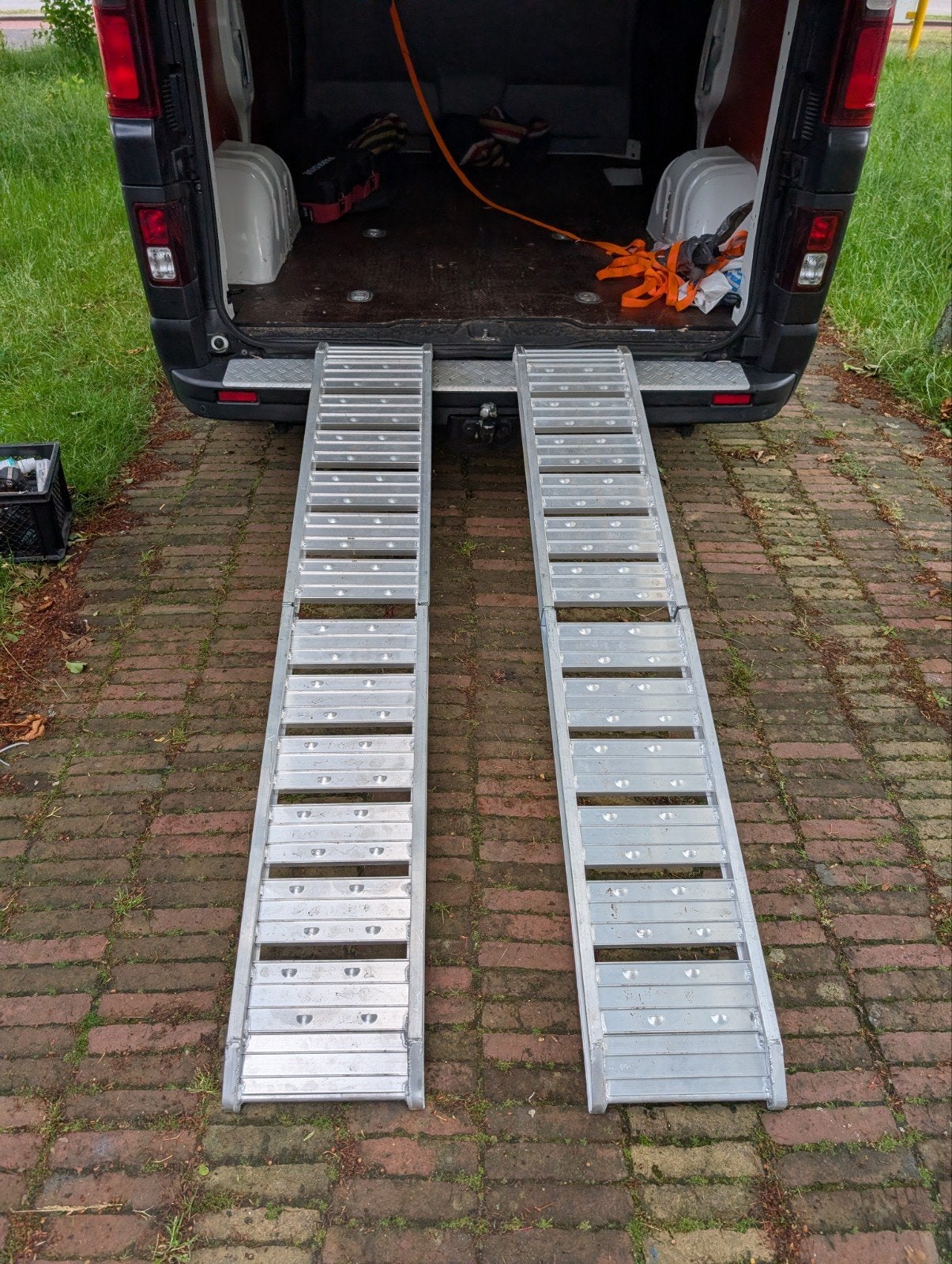 Set van 2 aluminium oprijplaten - 200kg capaciteit, Ophalen, Gebruikt