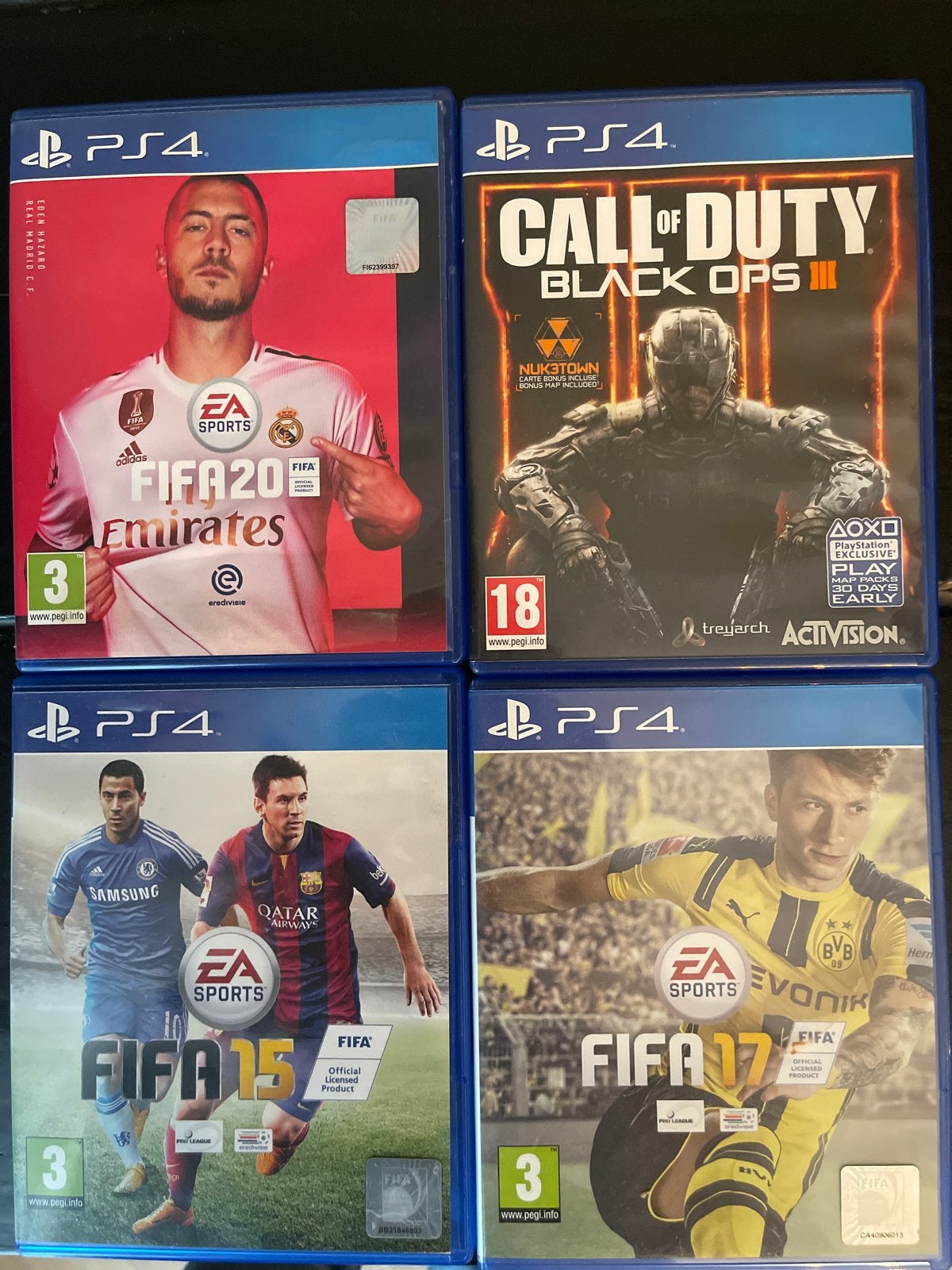 Diverse PS4 spellen: FIFA 15, 17, 20 en Call of Duty BO3, Ophalen, Gebruikt, Sport, Vanaf 18 jaar
