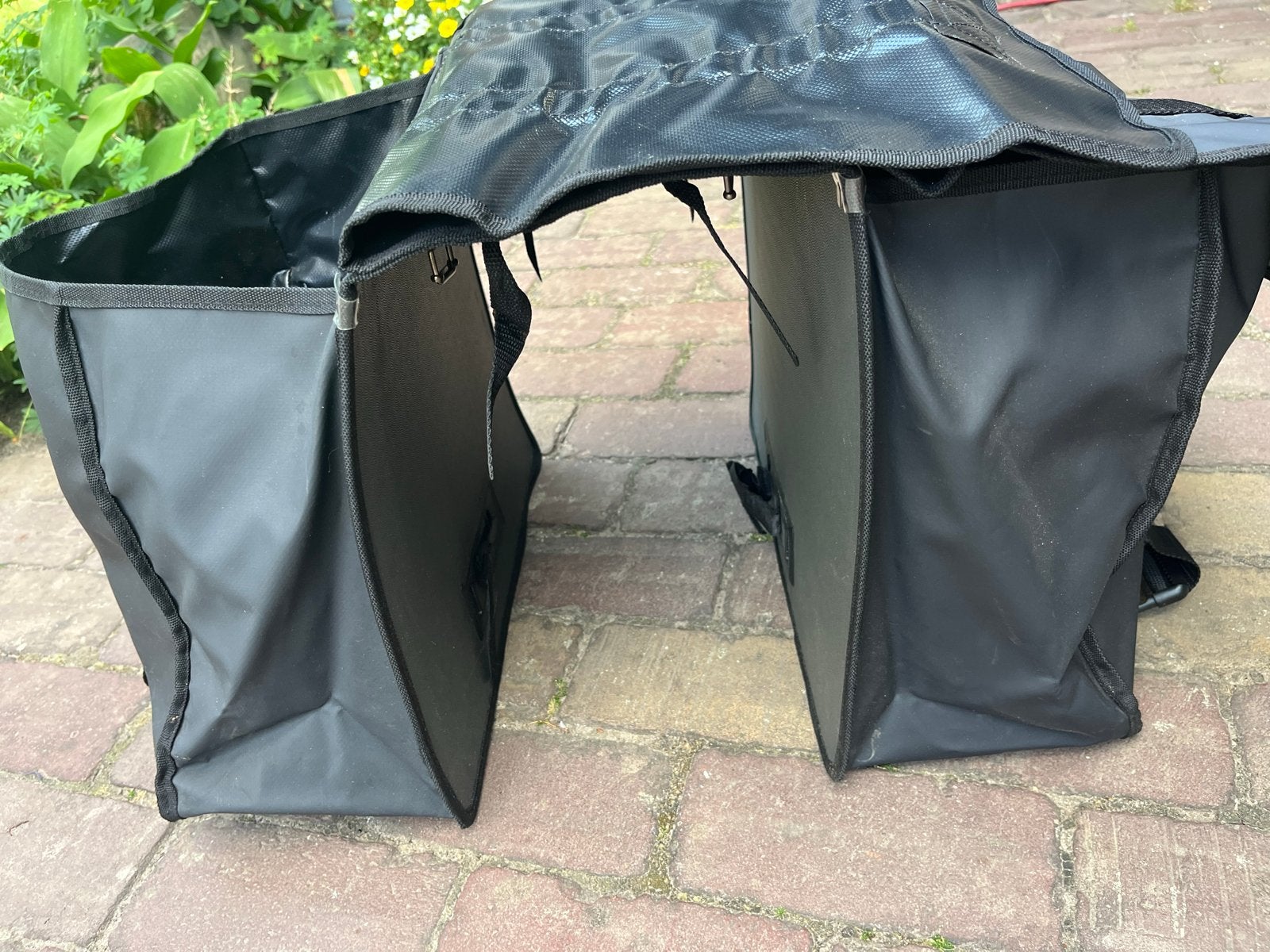 Zwarte fietstassen, dubbel, Ophalen of Verzenden, Gebruikt