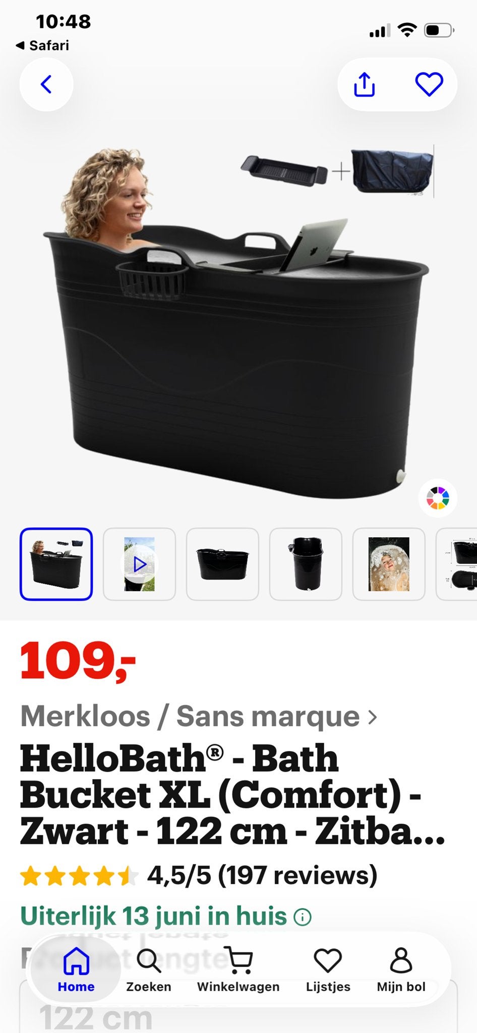 HelloBath - Bath Bucket XL (Comfort) - Zwart, Ophalen, Gebruikt