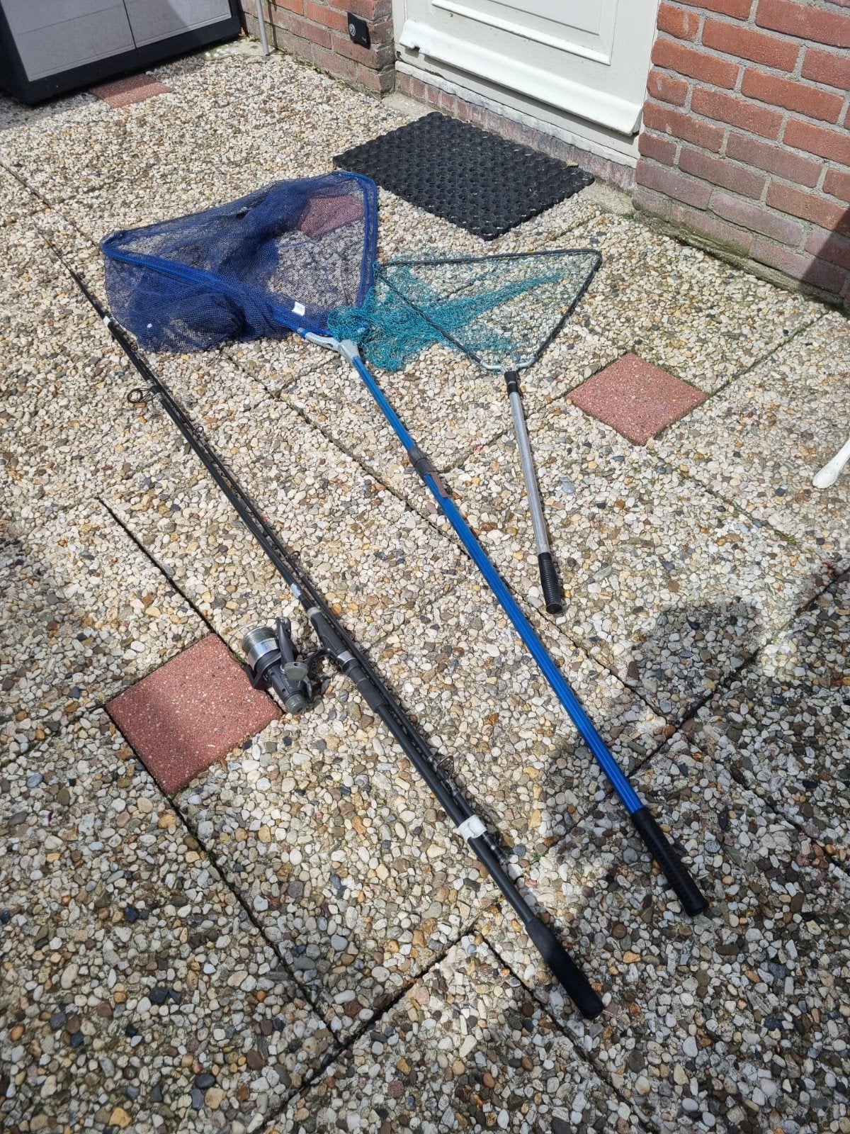 Carbon werphengel met molen 2 schepnetten +molen., Ophalen of Verzenden, Werphengel