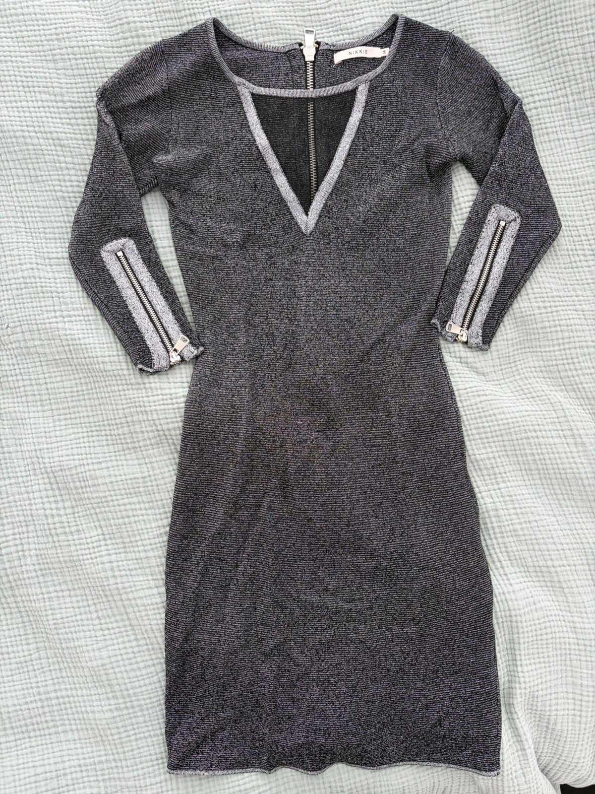 Nikkie jurk met glitters en mesh maat 34, Overige kleuren, Ophalen of Verzenden, Zo goed als nieuw, Maat 34 (XS) of kleiner