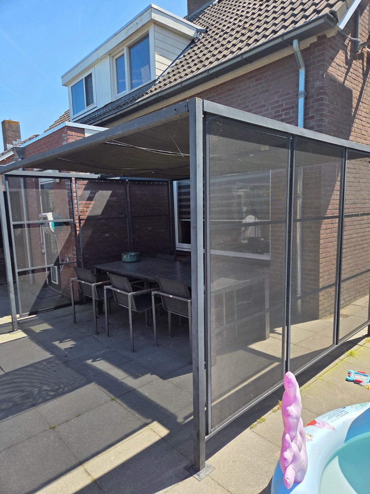 Leuke zonwerende pergola - zelf demonteren en ophalen, Ophalen, Gebruikt, Knikarmscherm