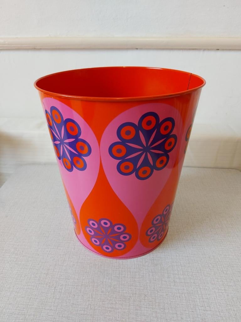 Vintage Tomado prullenbak oranje roze paars, Ophalen of Verzenden, Metaal, Minder dan 50 cm, Nvt