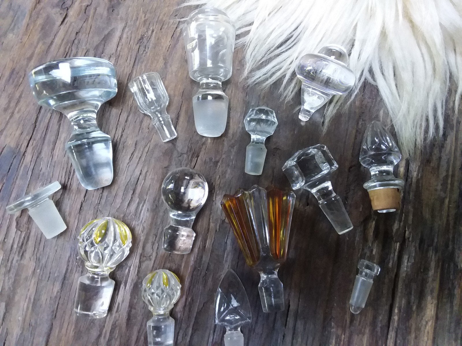 Collectie van 14 antieke glazen flessenstoppen, Ophalen of Verzenden