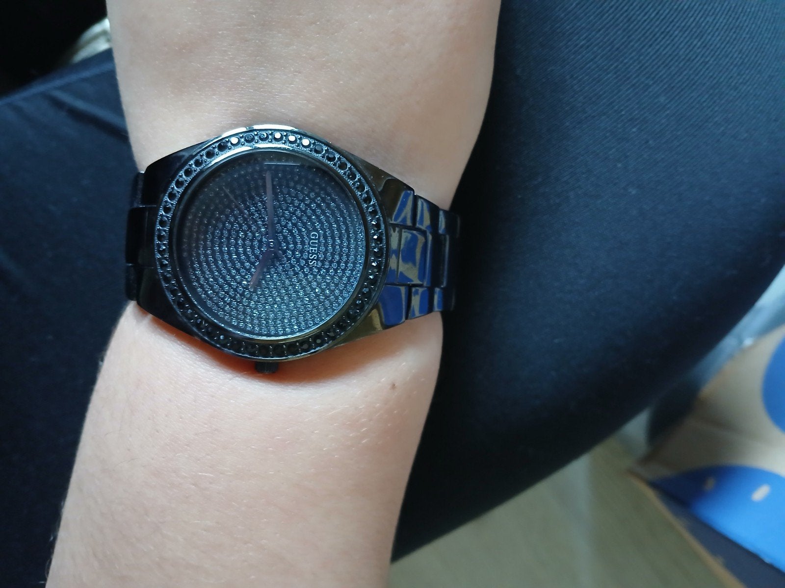 Zwart origineel Guess horloge, Ophalen of Verzenden, Staal, Guess