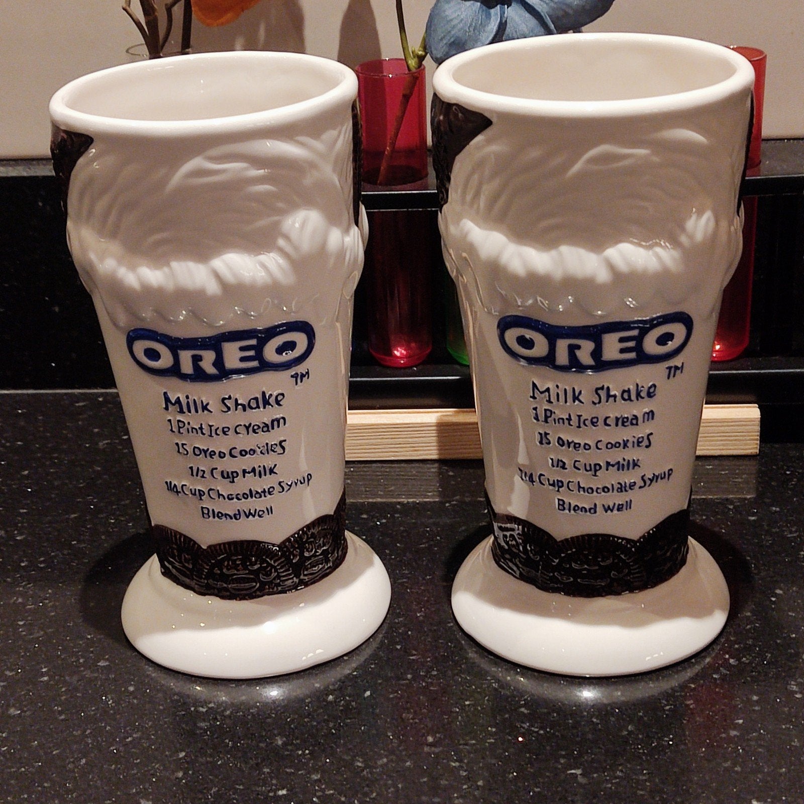 2 Vintage Oreo Milkshake Keramische Bekers (Houston Harvest, Glas of Glazen, Overige merken, Keramiek, Ophalen of Verzenden