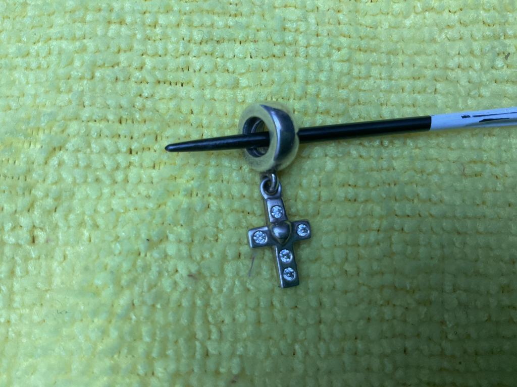 Pandora Bedel met hartje en zirkonia, Verzenden, Zo goed als nieuw, Zilver, Pandora