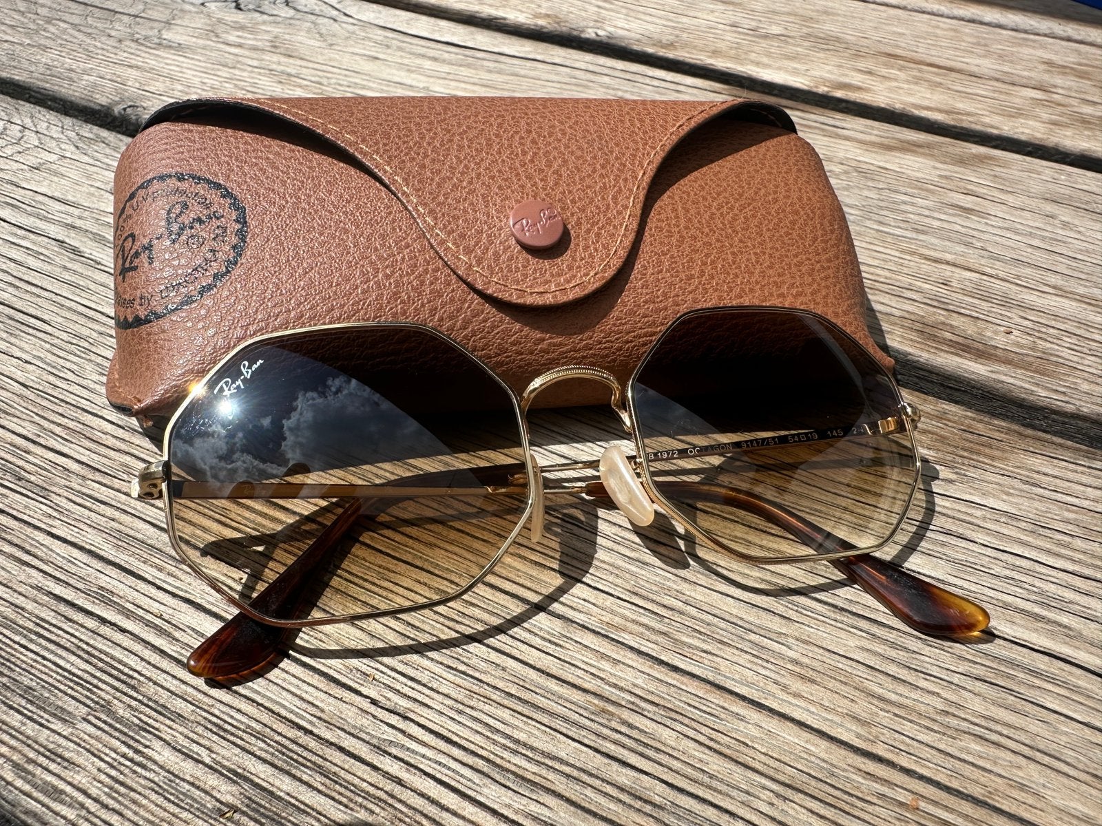 Ray-Ban RB1972 Octagon unisex zonnebril, Zonnebril, Bruin, Ophalen of Verzenden, Zo goed als nieuw