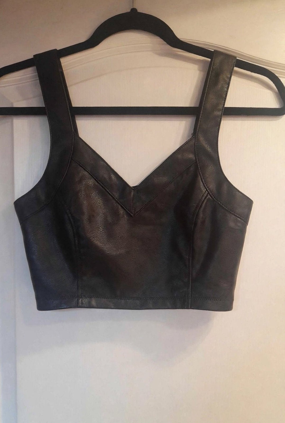 Zwarte leren look crop top, Kleding | Dames, Ophalen of Verzenden, Zwart, BH
