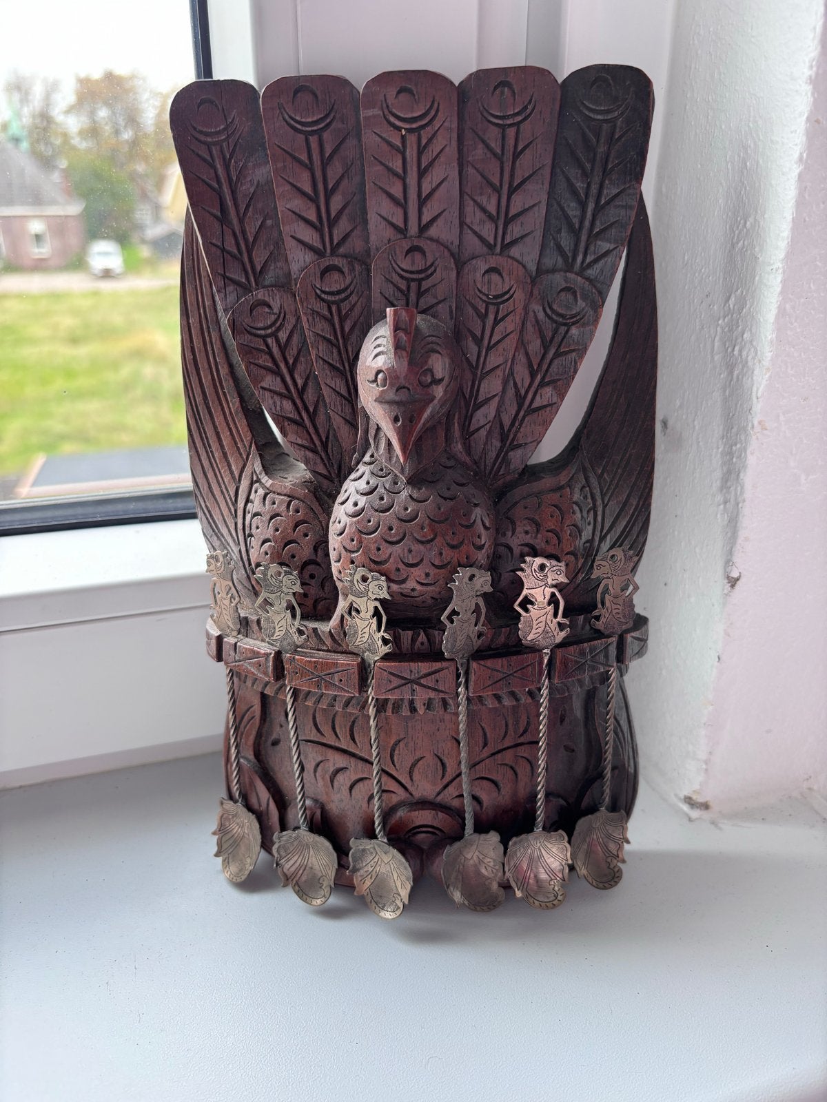 Antiek Javaans Lepelrekje met Zilveren Theelepels, Antiek en Kunst, Ophalen of Verzenden
