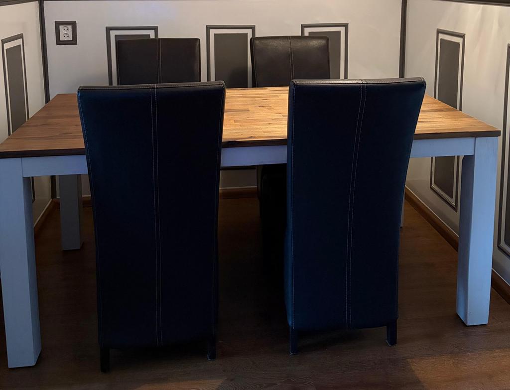 Eettafel met 4 stoelen, Ophalen, Zo goed als nieuw, 4 tot 6 stoelen