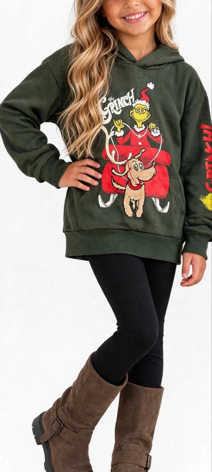 Grinch kerst Hoodie Groen mt  6-7 jaar 122 bijns gratis, Ophalen of Verzenden, Zo goed als nieuw, Jongen of Meisje, Trui of Vest
