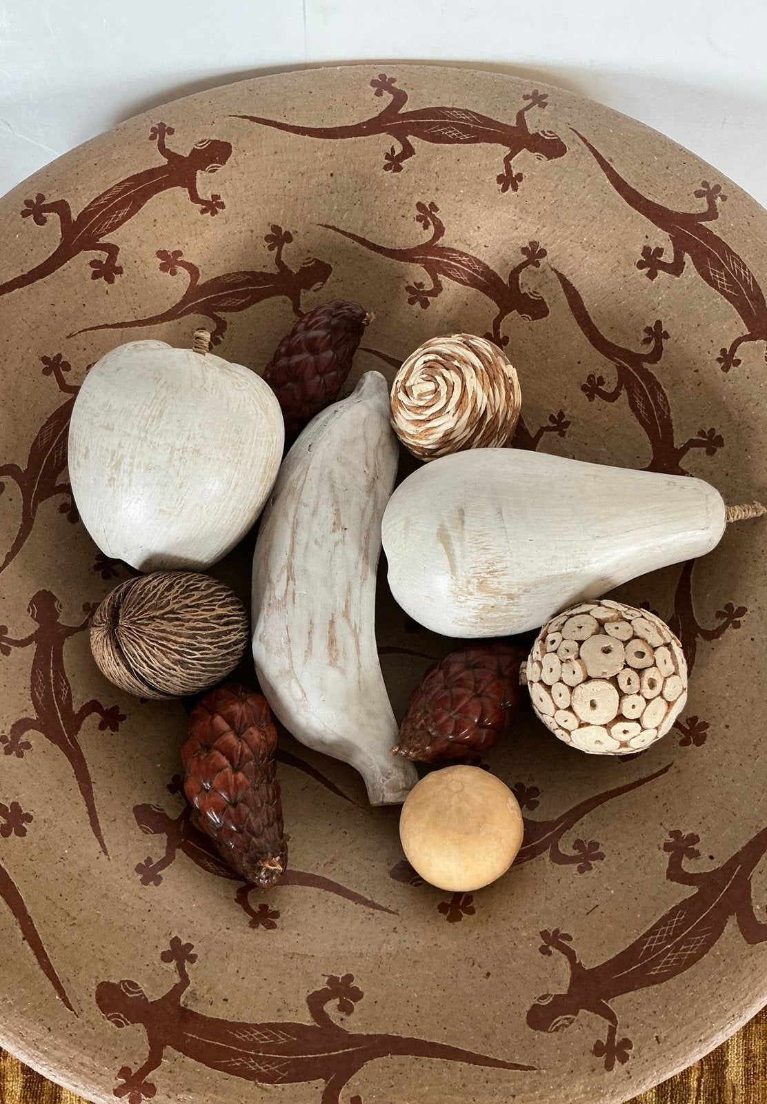 10 Stuk decoratie fruit. 3 raffia noot, 3 wit hout, 4 divers, Huis en Inrichting, Ophalen of Verzenden, Zo goed als nieuw