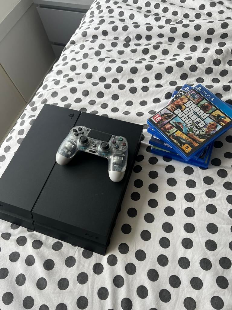 PlayStation 4 + controller + spellen, Met games, Ophalen of Verzenden, Zo goed als nieuw, Met 1 controller