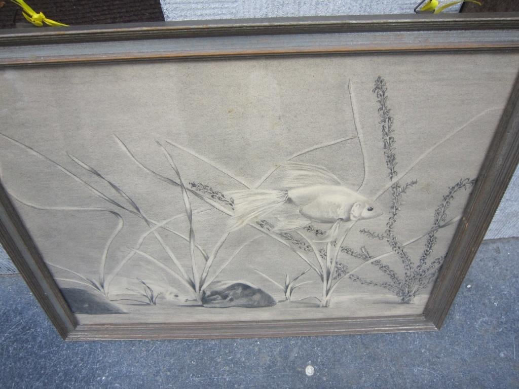 Herbert Wynn Hellings ? Mooie tekening v/e Visglas/Vissen, Ophalen of Verzenden