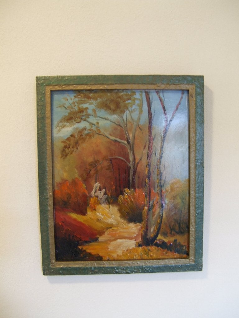 Van kunstschilder P.J.Lucas, Herfst, op paneel uit1965, Paneel, Nederlandse school, Ophalen of Verzenden, Gedateerd