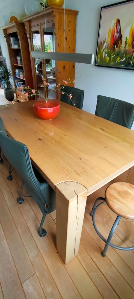 Robuuste eiken eettafel en salontafel set, Ophalen, Gebruikt, 100 tot 150 cm, Eikenhout