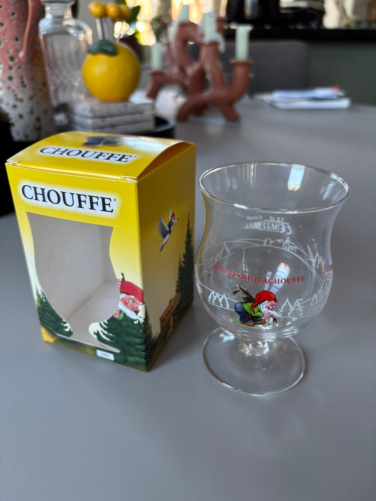 Uniek La Chouffe bierglas in originele verpakking, Ophalen of Verzenden, Nieuw, Bierglas