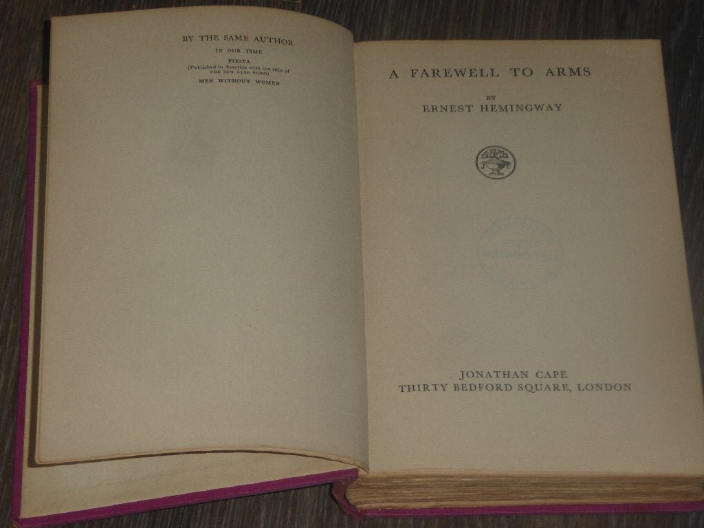 A FAREWELL TO ARMS by ERNEST HEMINGWAY (1929,1st edition!), Gelezen, ERNEST HEMINGWAY, Non-fictie, Ophalen of Verzenden