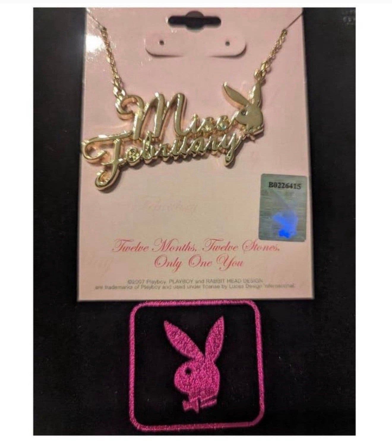 PLAYBOY Gold Plated Miss February Februari ketting met tasje, Sieraden, Tassen en Uiterlijk, Met hanger, Overige materialen, P