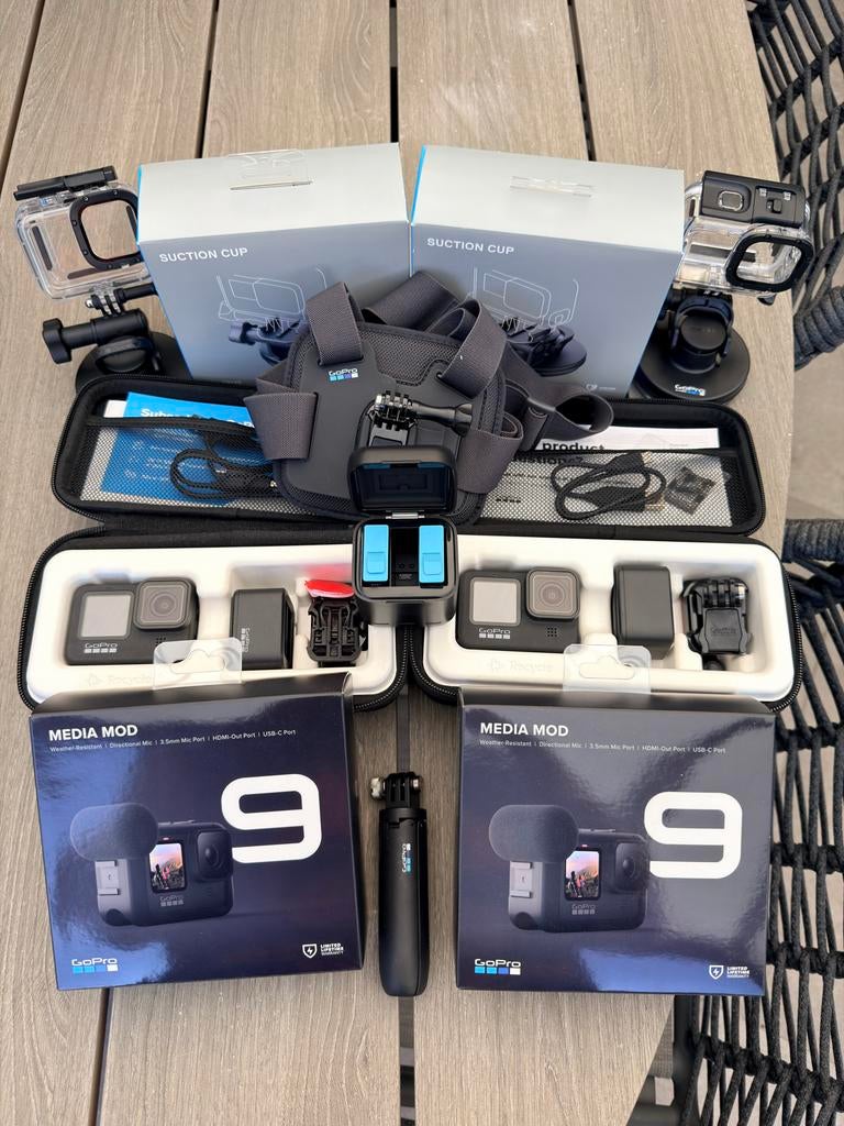 2x GoPro Hero 9 Black complete set met accessoires, Audio, Tv en Foto, Actiecamera's, Ophalen of Verzenden, Zo goed als nieuw