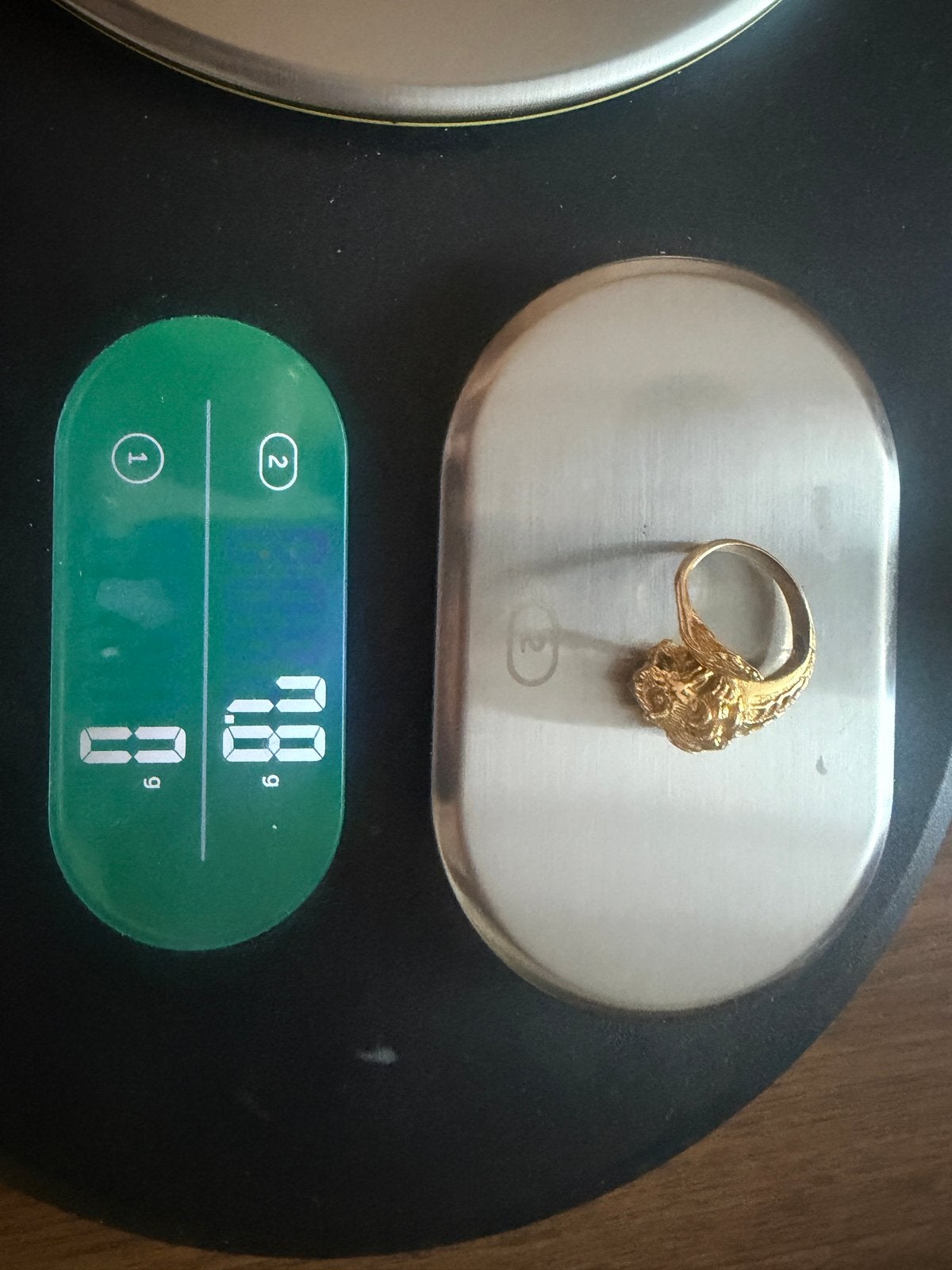 Gouden ring met leeuwenkop, verstelbaar, Ophalen, Zo goed als nieuw, 17 tot 18, Dame of Heer