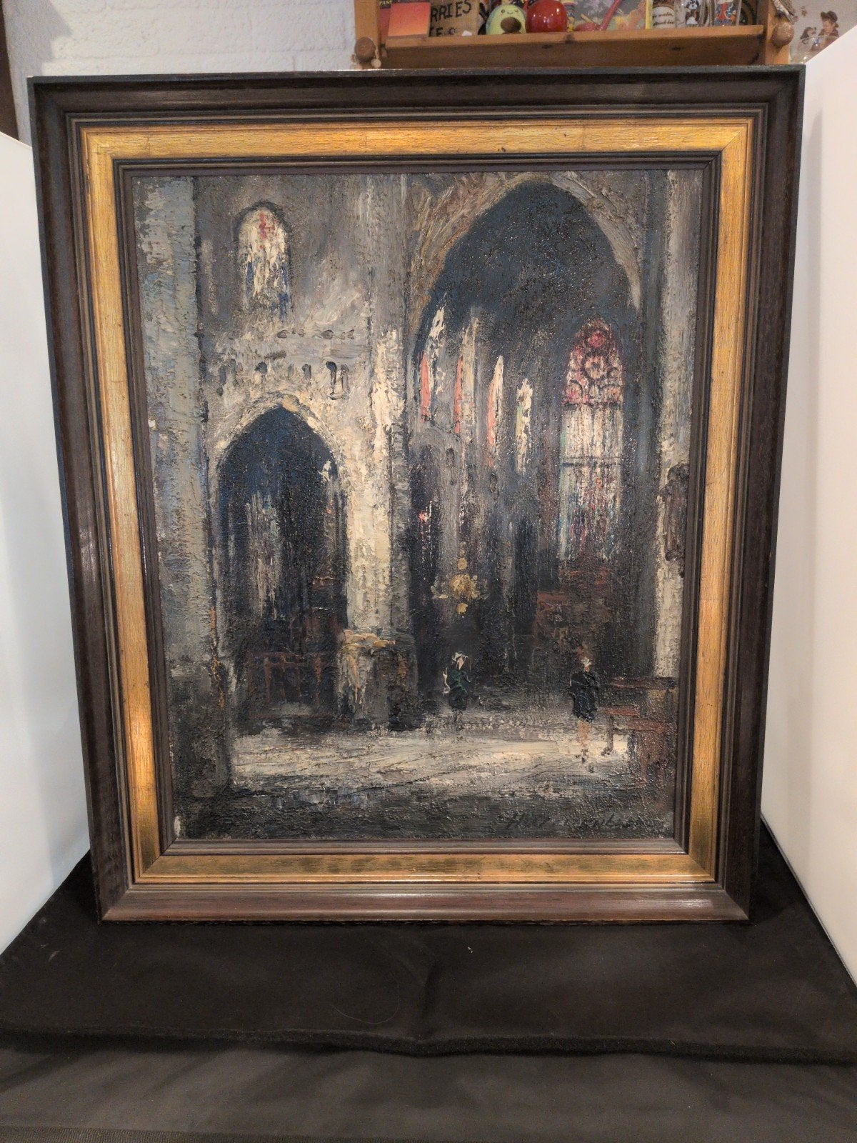 Schilderij H. Weizenbach - Interieur van een kerk, Antiek en Kunst, Kunst | Schilderijen | Klassiek, Ophalen of Verzenden