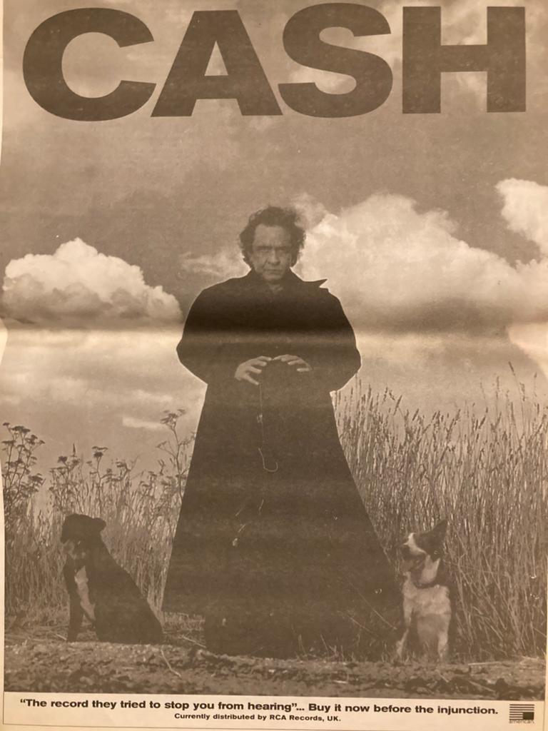 JOHNNY CASH American Recordings A3 advertentie, Ophalen of Verzenden, Zo goed als nieuw