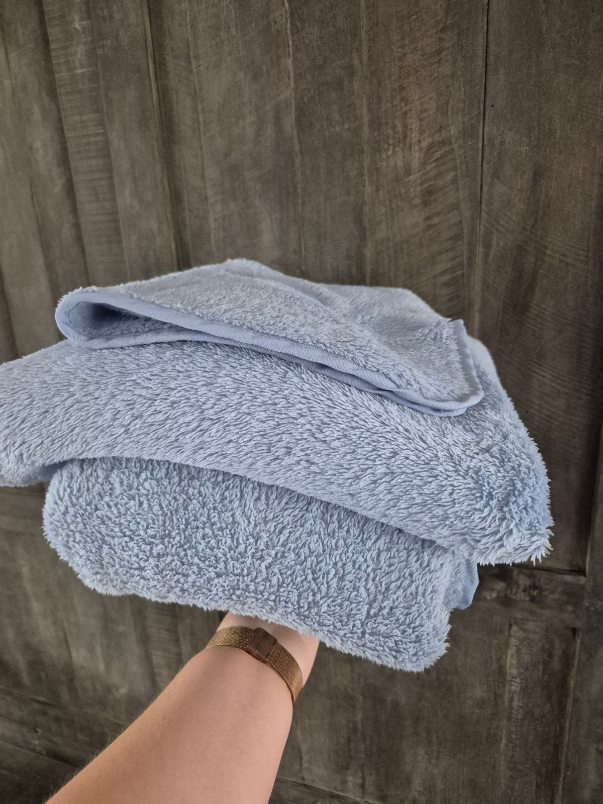 Optidee Handdoeken Set en Gastendoek - Lichtblauw, Ophalen of Verzenden, Zo goed als nieuw, Blauw, Handdoek