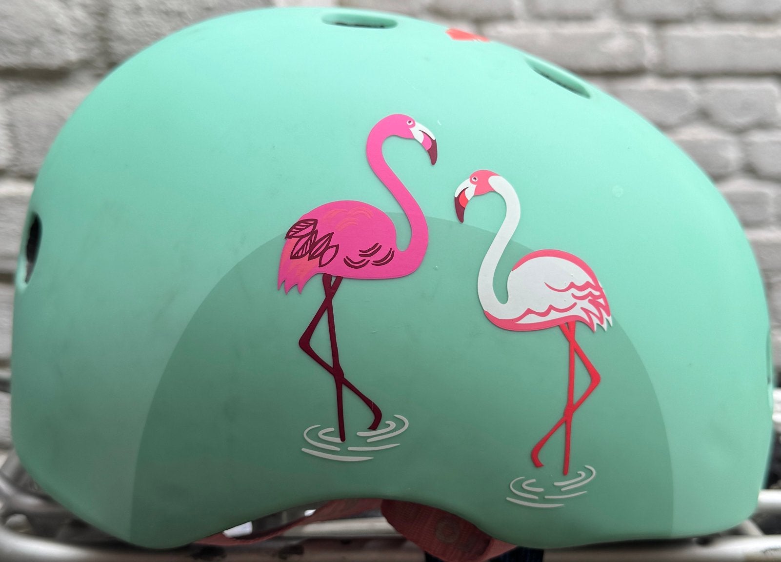 Micro kinderhelm Flamingo + Oxelo beschermset 2XS, Ophalen, Gebruikt, S, Meisje