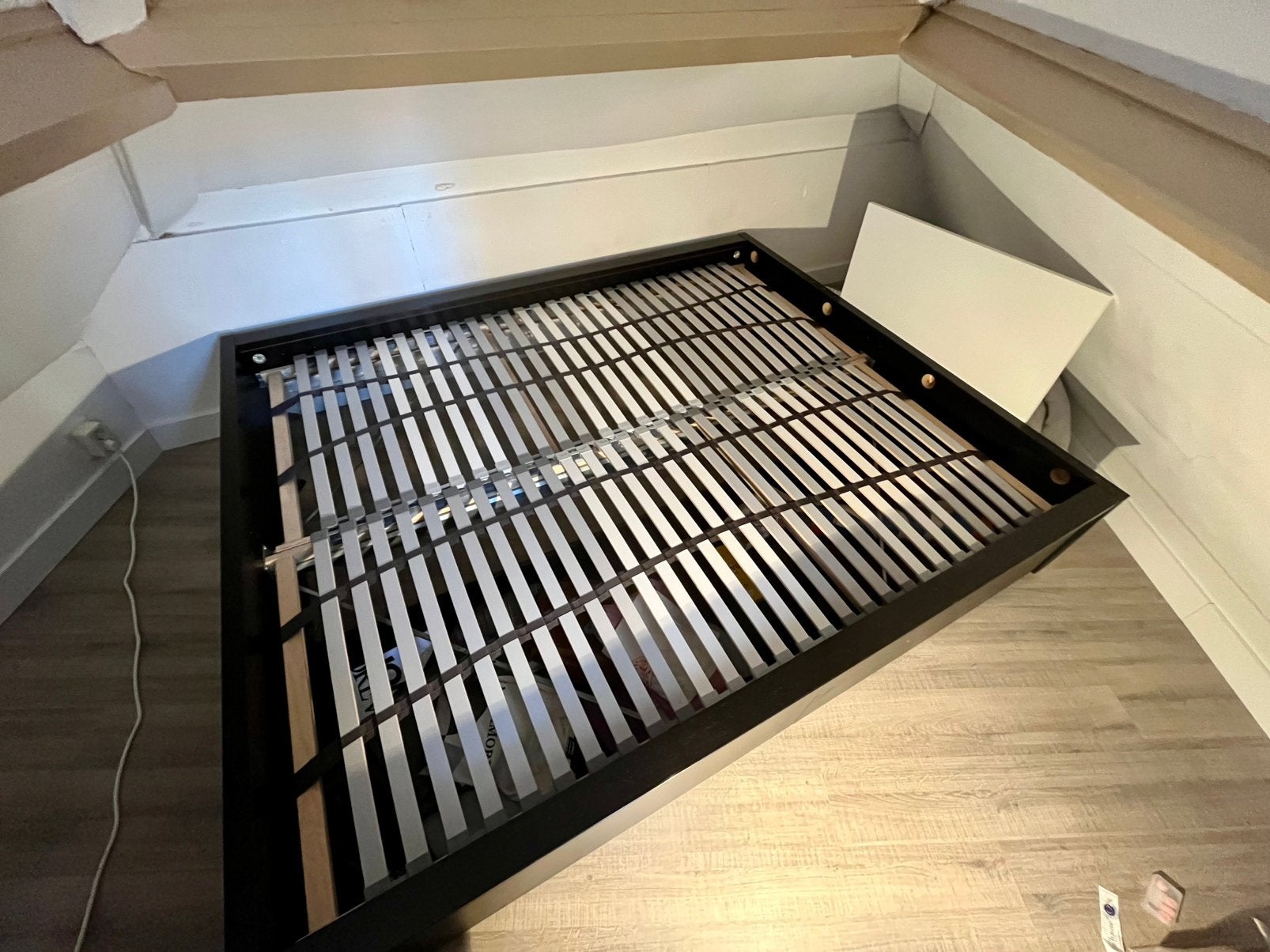 IKEA MALM bed met lades, 160x200 cm, evt. met lattenbodems, Ophalen, Gebruikt, Zwart, Tweepersoons